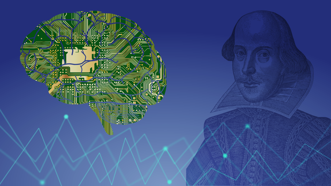 AI engine with the Bard (Shakespeare) looking on